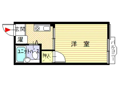 シティハイム ハピネス(1K/2階)の間取り写真