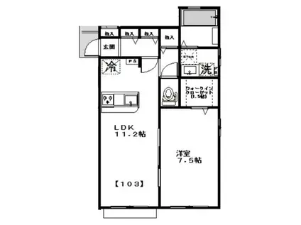 アズールI(1LDK/1階)の間取り写真