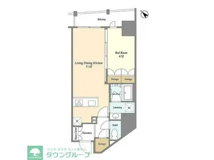 BLAU三ノ輪(1LDK/4階)の間取り写真