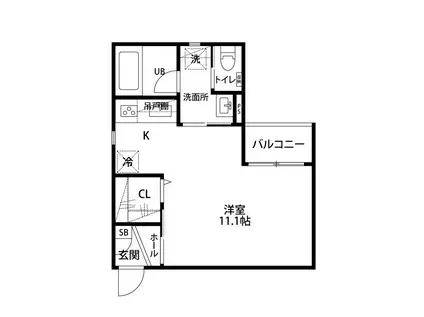 うらら学校町(ワンルーム/3階)の間取り写真