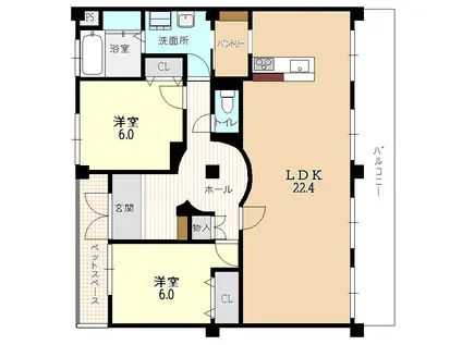 大池ビル(2LDK/3階)の間取り写真