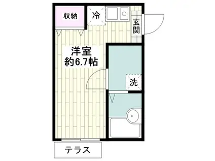 アザレア湘南(ワンルーム/2階)の間取り写真