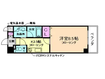 清風荘萬(1K/8階)の間取り写真
