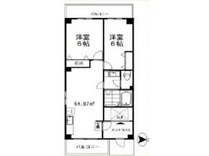 浅井第5ビル(2LDK/8階)の間取り写真