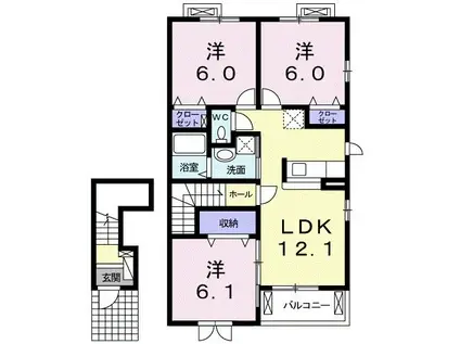 グラース(3LDK/2階)の間取り写真