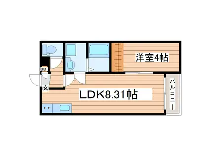 グラン大和町(1LDK/2階)の間取り写真