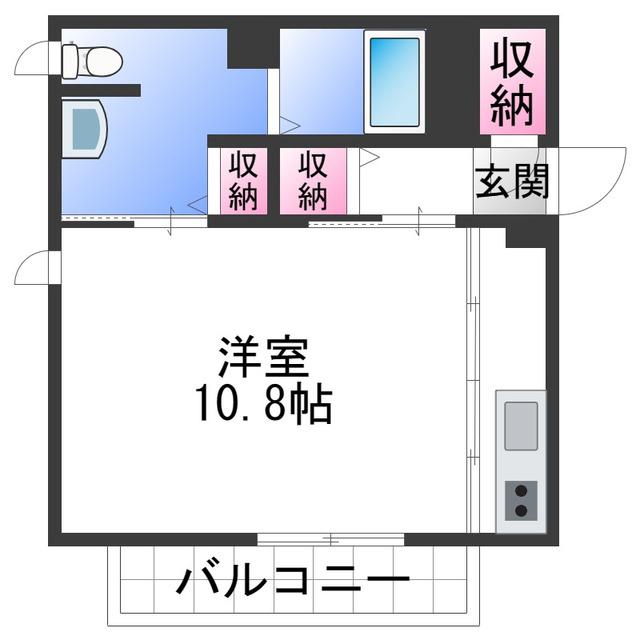 リヴェール紀三井寺(ワンルーム/1階)の間取り写真