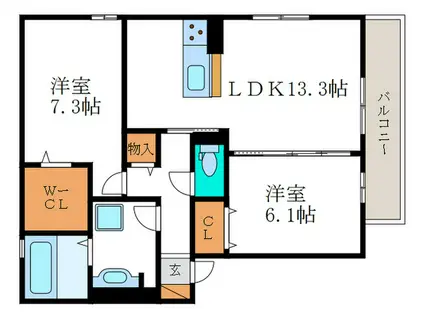 アビタシオン桂川(2LDK/3階)の間取り写真