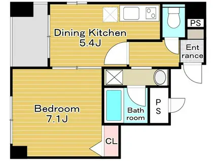 PEACEFUL COURT 菊川(1DK/3階)の間取り写真