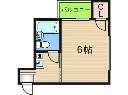 メイプルリーフ天神ノ森(1K/1階)の間取り写真