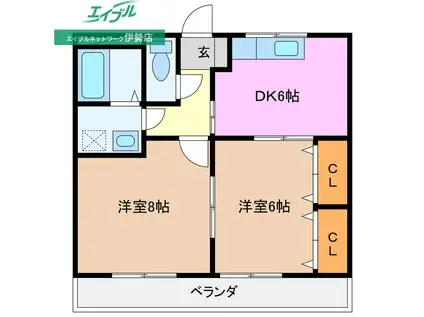 カスターニャ神久(2DK/2階)の間取り写真