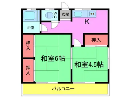 中台荘(2K/2階)の間取り写真