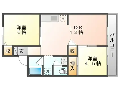 プロムナード中仙道 I(2LDK/2階)の間取り写真