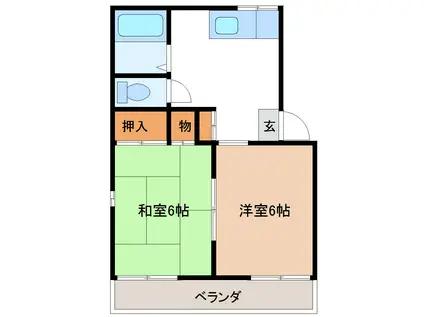 コーポときわ台I(2K/1階)の間取り写真