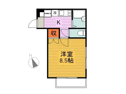 ヒルズ山花(1K/3階)の間取り写真