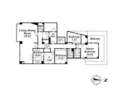 元麻布三田ハウス(3SLDK/4階)の間取り写真