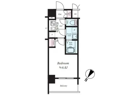 ジアコスモ江戸堀パークフロント(1K/8階)の間取り写真