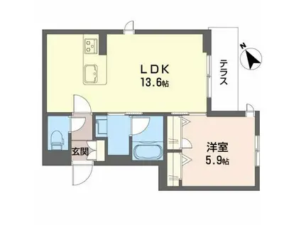 グローリアス浜松(1LDK/1階)の間取り写真