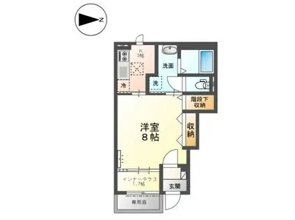 GREEN STREAM 黒野(1K/1階)の間取り写真