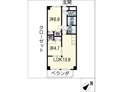 コンフォール和合(2LDK/2階)の間取り写真