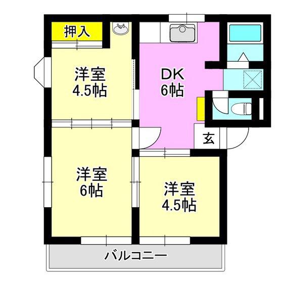 コスモエイト丸和(2DK/1階)の間取り写真