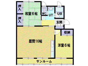 ピアス大麻(2LDK/3階)の間取り写真