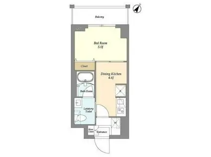 リテラス三ノ輪ウエスト(1SDK/5階)の間取り写真