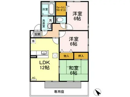 カトルセゾン C棟(3LDK/1階)の間取り写真
