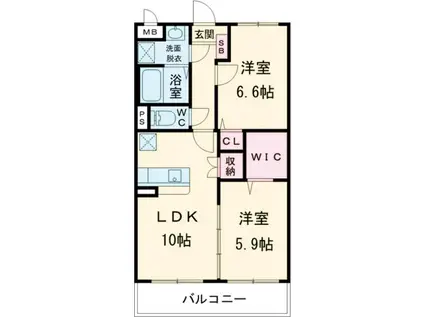  レジデンスガーデン(2LDK/1階)の間取り写真