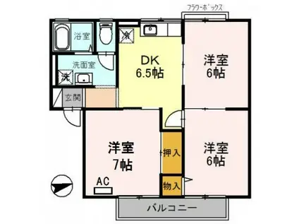 シャルム南山本(3DK/2階)の間取り写真