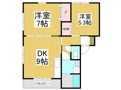 エクシブ麗麗C(2DK/1階)の間取り写真