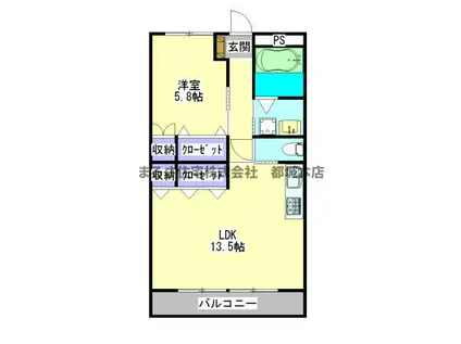 サンクリアマンション晴(1LDK/2階)の間取り写真