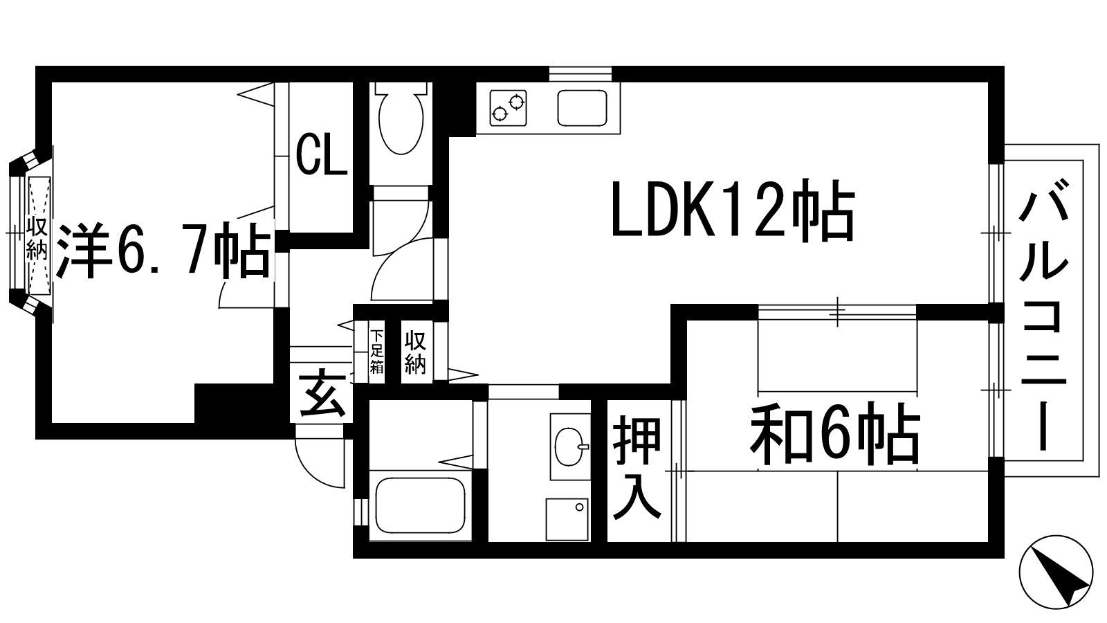 サニーヒル畦野(2LDK/2階)の間取り写真