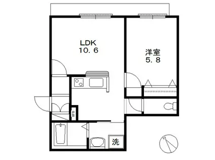 フォレスト山王(1LDK/1階)の間取り写真