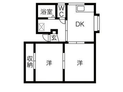 ロイヤルタウン紫竹V(2DK/1階)の間取り写真