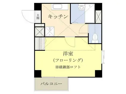 クイーンズコート(1K/2階)の間取り写真