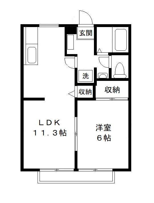 ハイツウェルストーン(1LDK/2階)の間取り写真