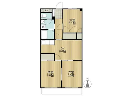 アークパレス62(3DK/2階)の間取り写真