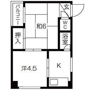 久宝寺コーポラス(2K/3階)の間取り写真