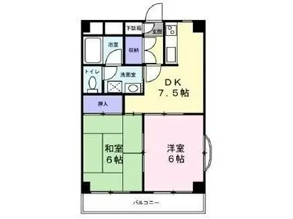 レナジア都町(2DK/1階)の間取り写真