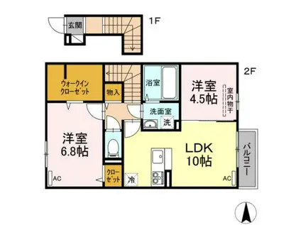 サンライズ(2LDK/2階)の間取り写真
