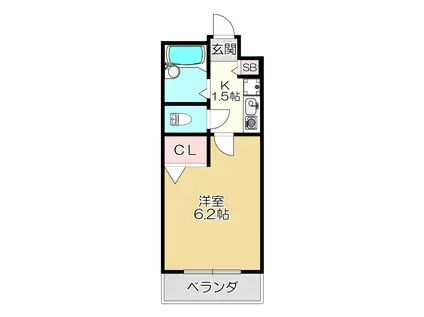 パルティグII(1K/3階)の間取り写真