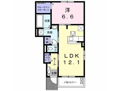 グリーンビュー土佐I(1LDK/1階)の間取り写真