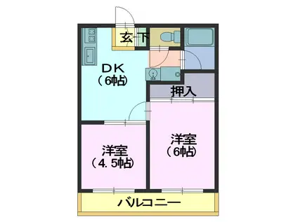 水野ハイツ(2DK/2階)の間取り写真