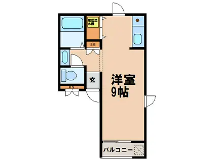 ブルージュ(ワンルーム/2階)の間取り写真