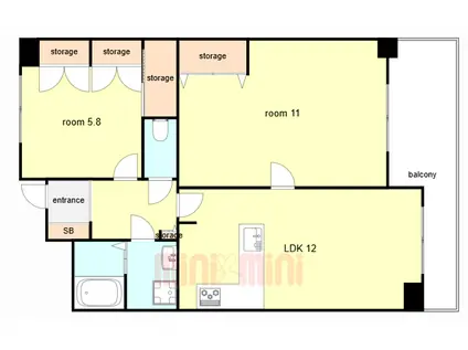 セントラルハイツ神戸橘通(2LDK/4階)の間取り写真