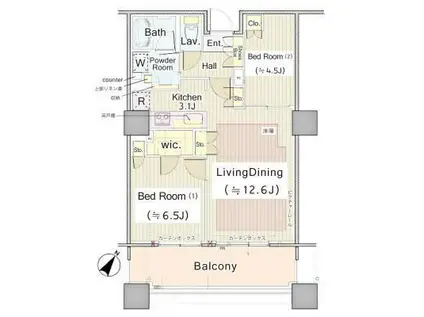 BRILLIA有明CITY TOWER(2LDK/10階)の間取り写真