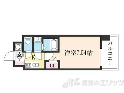 ロイス茨木奈良町(1K/2階)の間取り写真