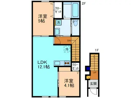 グランフロント加賀温泉駅口(2LDK/2階)の間取り写真