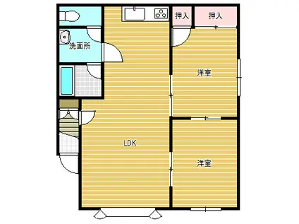 ドミール24A・B(2LDK/1階)の間取り写真
